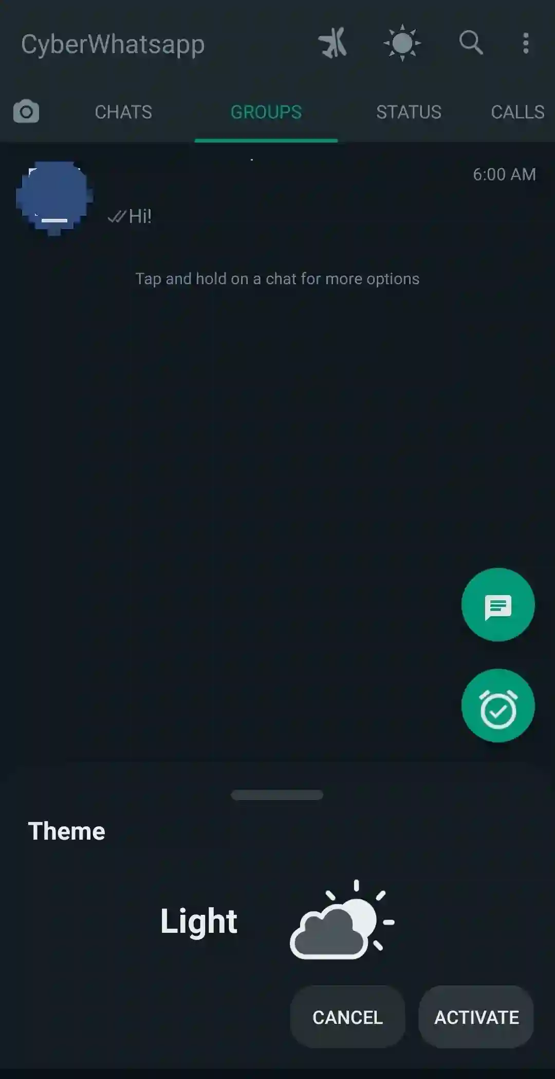Screenshot of Cyber WhatsApp Android